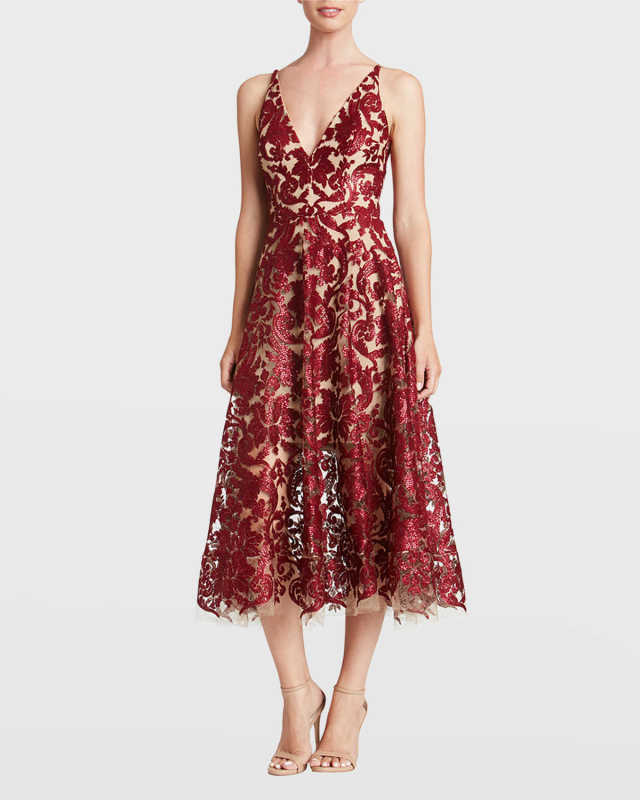 Blair Sequin Fit-&-Flare Midi Dress